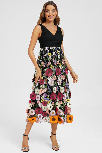 Robe Florale Trapèze Élégante Vaporeuse - gallery 1