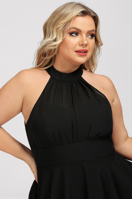 Robe Cocktail Asymétrique En Mousseline - gallery 9