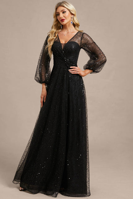 Robe Noire Paillette Élégante - gallery 3