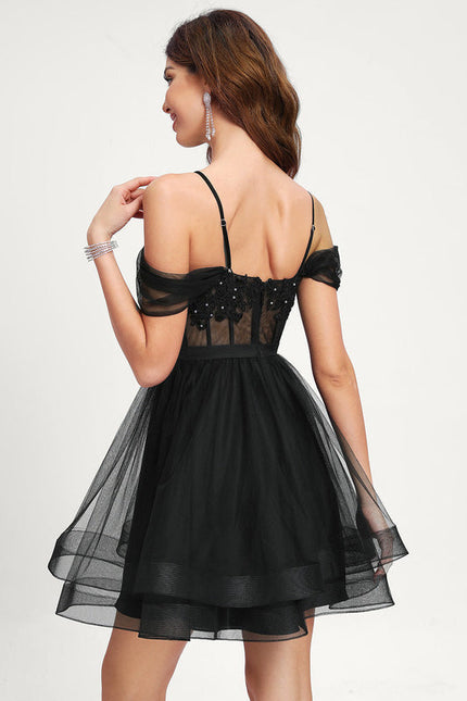 Robe De Bal Tulle Scintillant Noir - gallery 6