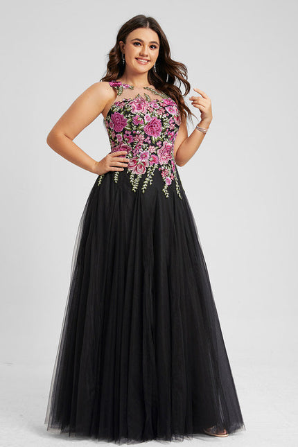 Robe Trapèze En Tulle Noir - gallery 7