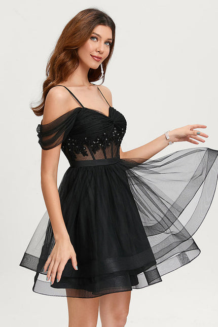 Robe De Bal Tulle Scintillant Noir - gallery 4