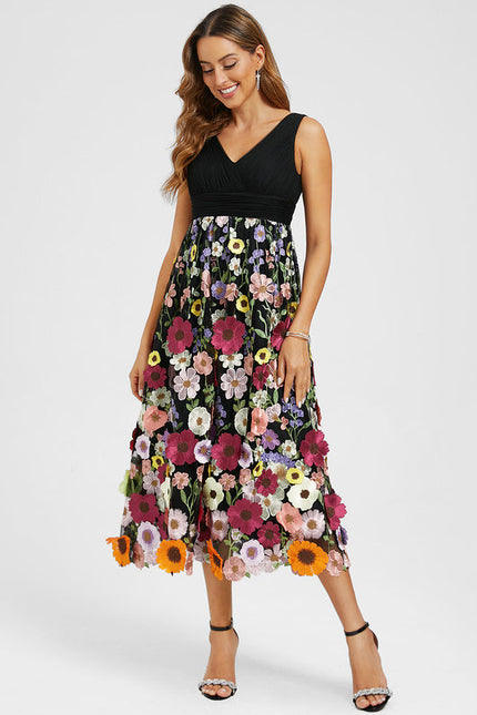 Robe Florale Trapèze Élégante Vaporeuse - gallery 2