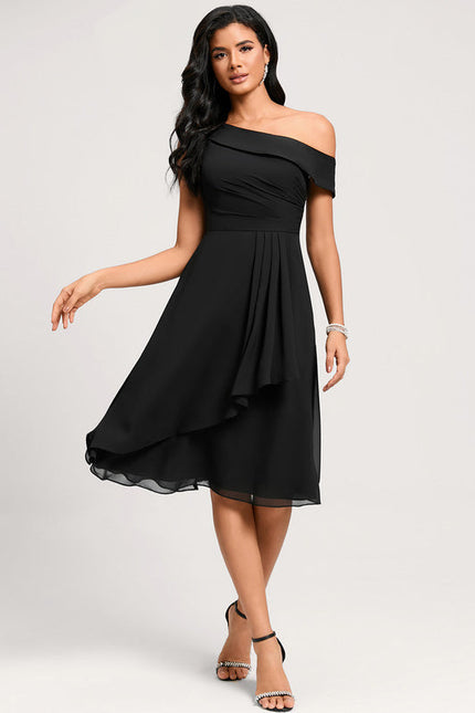Robe Noire Asymétrique Chic - gallery 2