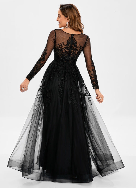 Robe De Bal Tulle Élégante Noire-166 - gallery 3