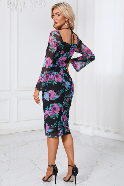 Robe Midi Florale À Manches Évasées - gallery 6