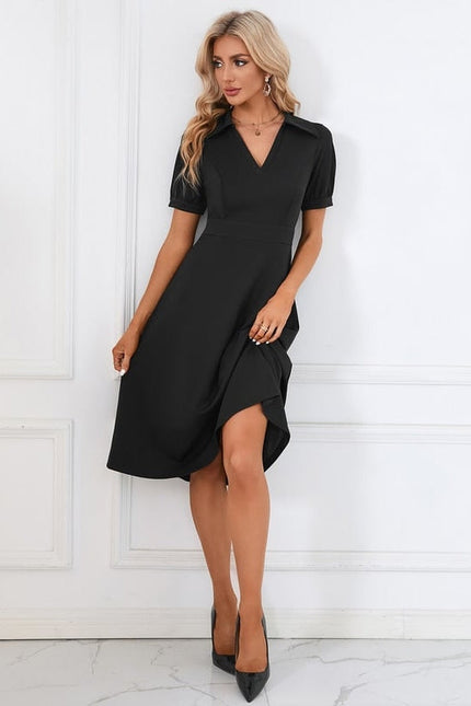 Robe Noire Col Claudine Chic