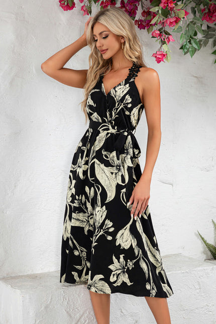 Robe Fleurie Chic Col V Midi - gallery 4