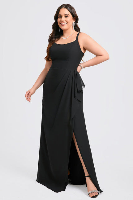 Robe Noire Élégante Fendue Chic - gallery 6