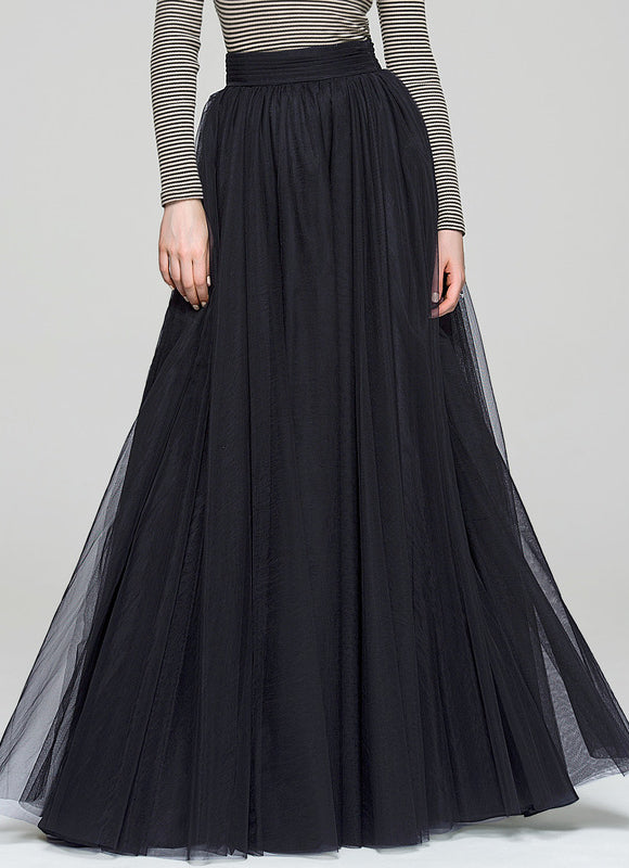 Robe Trapèze Noire En Tulle