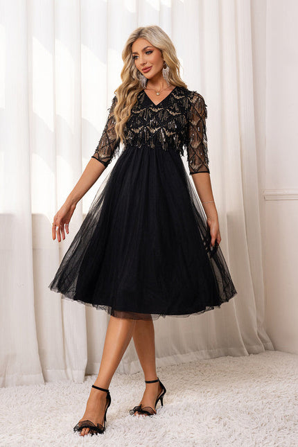 Robe Noire Tulle Paillette - gallery 5