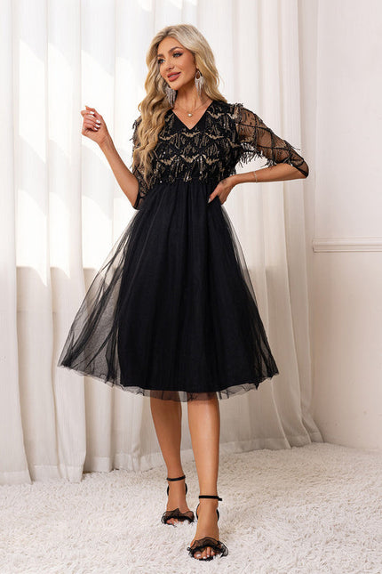Robe Noire Tulle Paillette - gallery 3