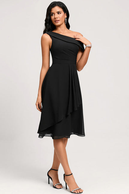 Robe Noire Asymétrique Chic - gallery 3