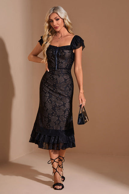 Robe Sirène En Dentelle Florale - gallery 5