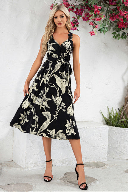 Robe Fleurie Chic Col V Midi - gallery 1