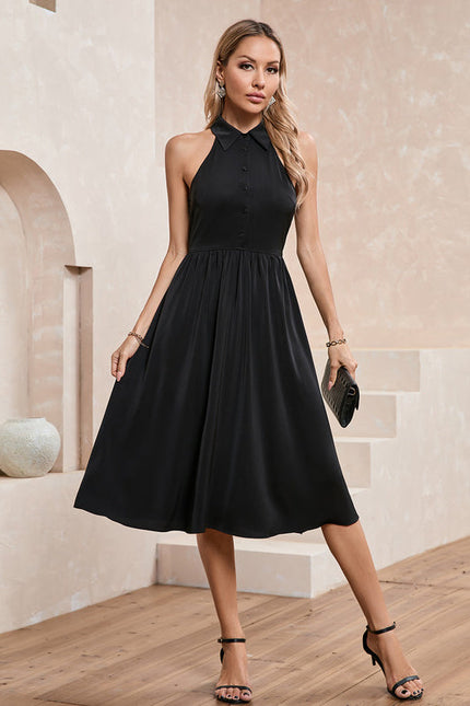 Robe Chemise Noire Satin - gallery 4