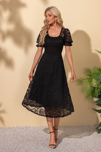 Robe Noire Chic À Manches Bouffantes - gallery 6