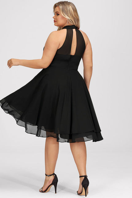 Robe Cocktail Asymétrique En Mousseline - gallery 8