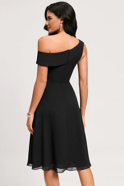 Robe Noire Asymétrique Chic - gallery 4