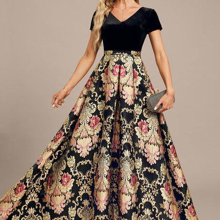 Robe Trapèze Velours Floral Chic