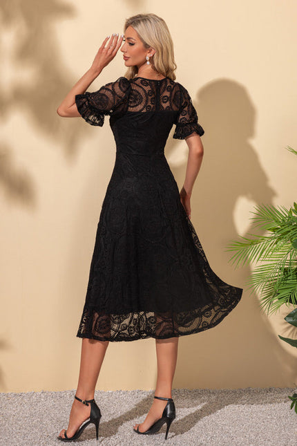 Robe Noire Chic À Manches Bouffantes - gallery 1