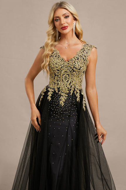 Robe Longue Noire A Bretelle - gallery 1