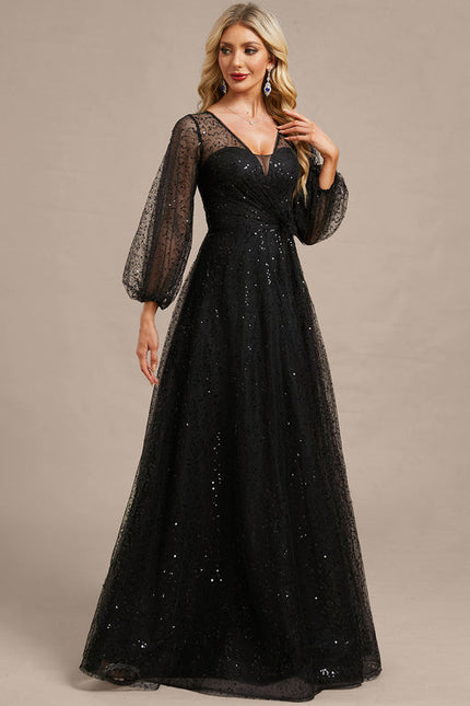 Robe Noire Paillette Élégante - gallery 5