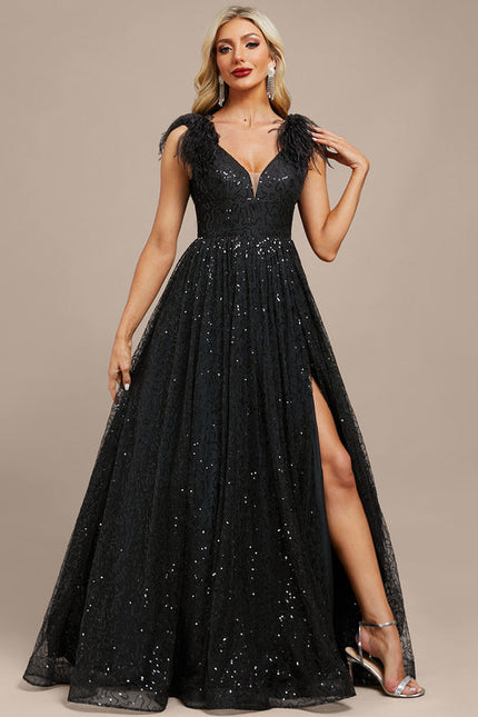 Robe De Soiree Noir A Paillette - gallery 6