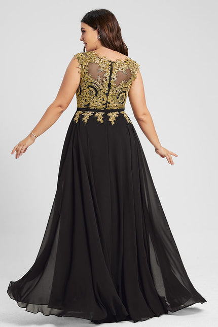 Robe Noire Luxe À Broderies Dorées - gallery 6