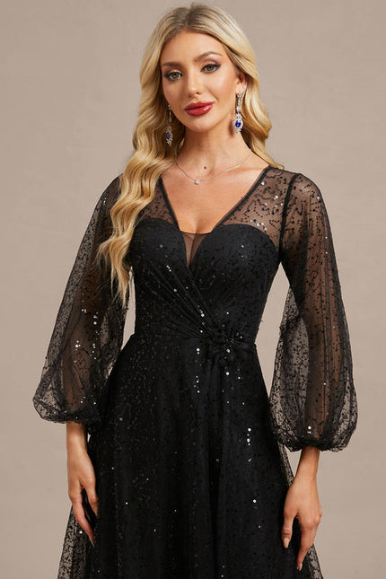 Robe Noire Paillette Élégante - gallery 1