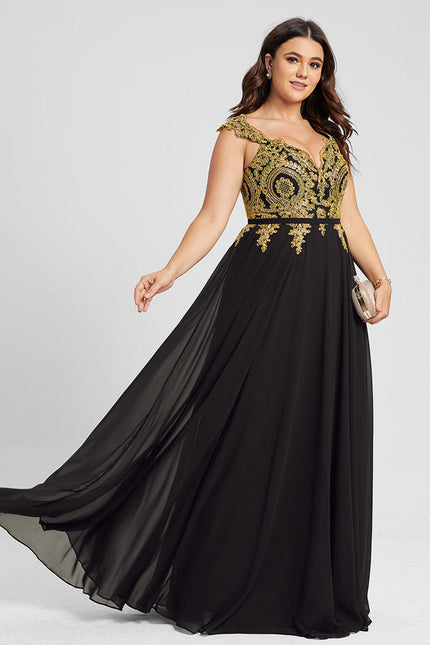 Robe Noire Luxe À Broderies Dorées - gallery 9