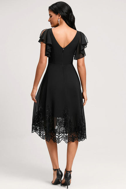 Robe Noire Chic À Volants Transparents - gallery 5