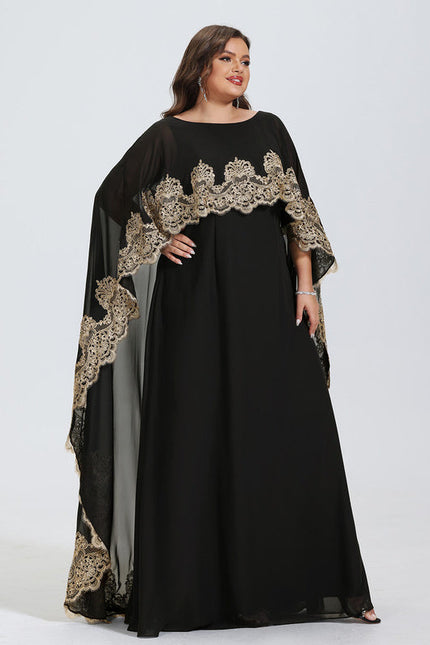 Robe Élégante Avec Cape Brodée - gallery 7