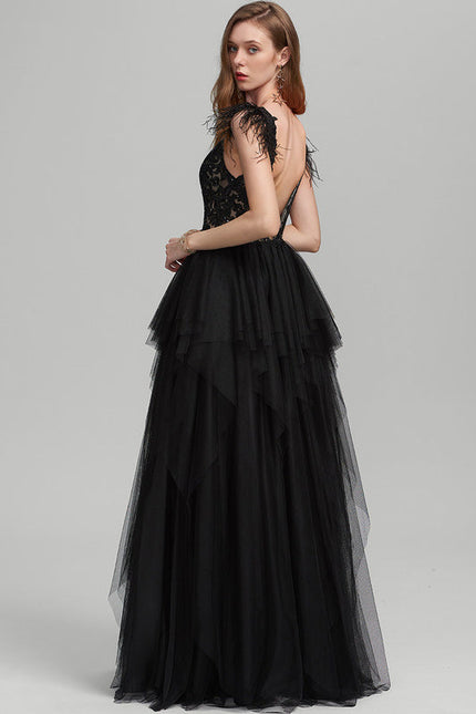 Robe De Bal Tulle Plumes Élégante - gallery 2