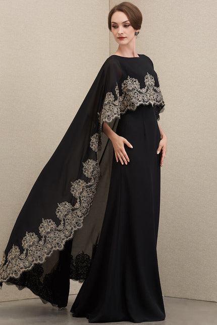 Robe Élégante Avec Cape Brodée