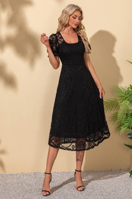 Robe Noire Chic À Manches Bouffantes - gallery 4