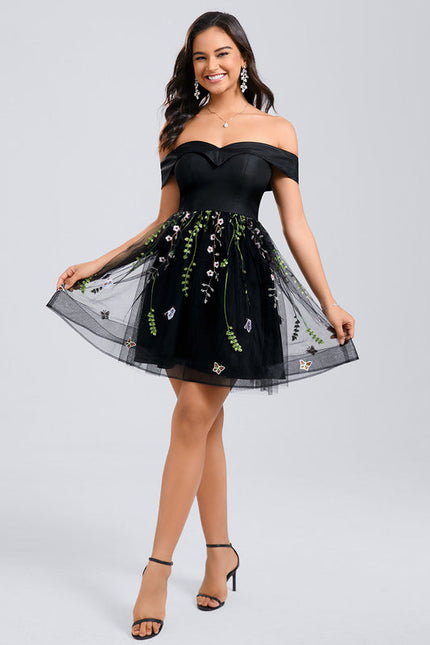 Robe Noire Tulle Brodé - gallery 4