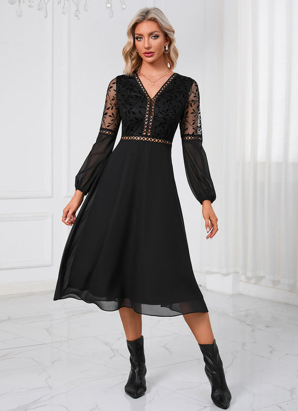Robe Chic En Mousseline Brodée - gallery 2
