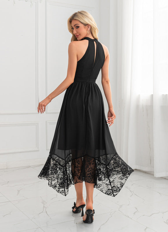 Robe Trapèze Noire En Dentelle - gallery 2