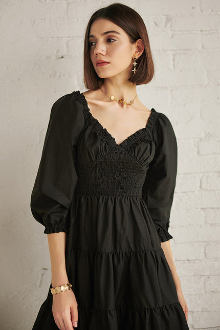 Robe Noire À Volants Mini Chic - gallery 3