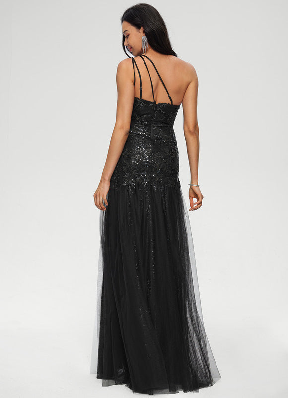 Robe Noire Luxe À Traîne - gallery 1