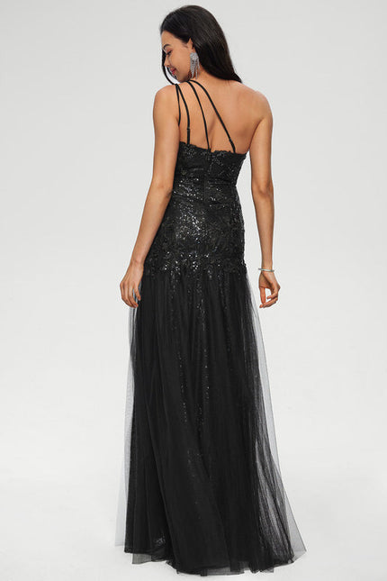Robe Noire Luxe À Traîne - gallery 1