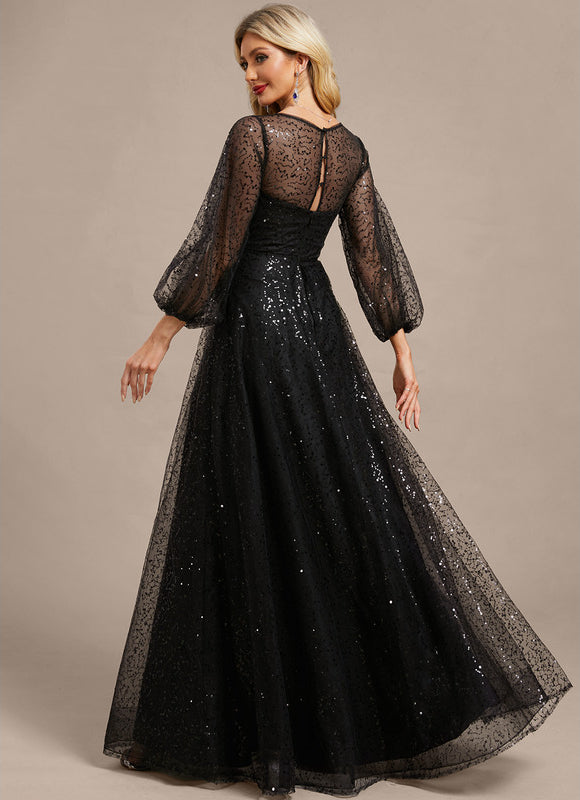 Robe Noire Paillette Élégante - gallery 6