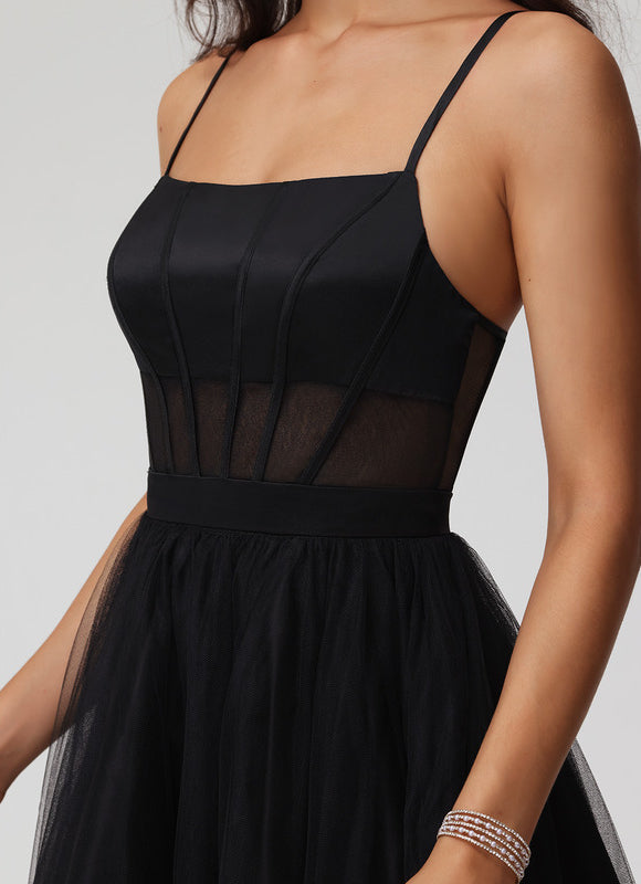 Robe Trapèze Tulle Satinée Élégante - gallery 8