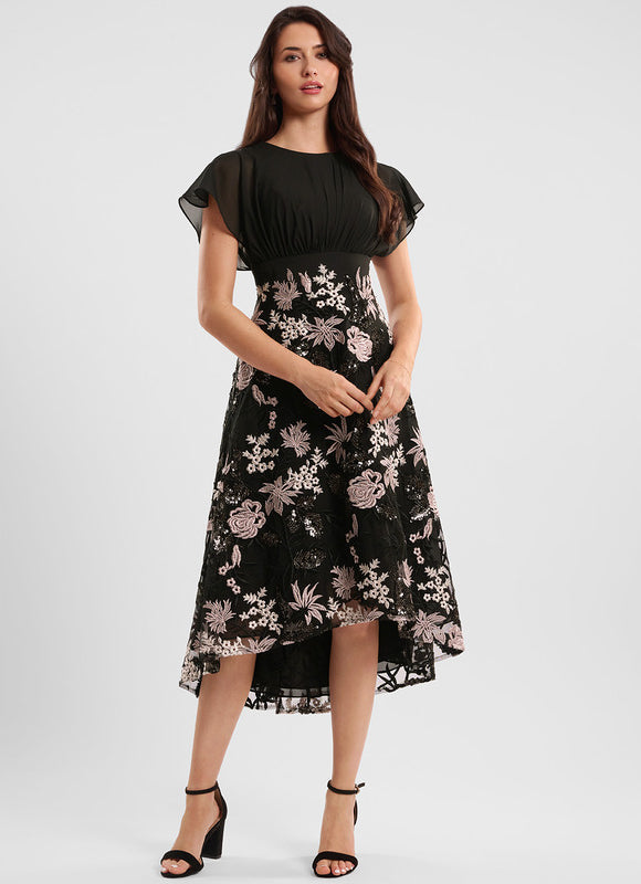 Robe Trapèze Florale Élégante - gallery 2