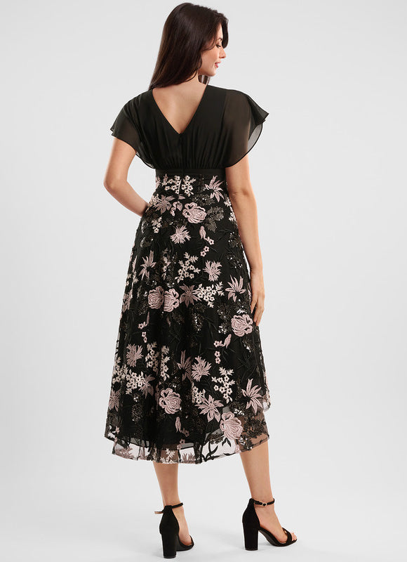 Robe Trapèze Florale Élégante - gallery 3