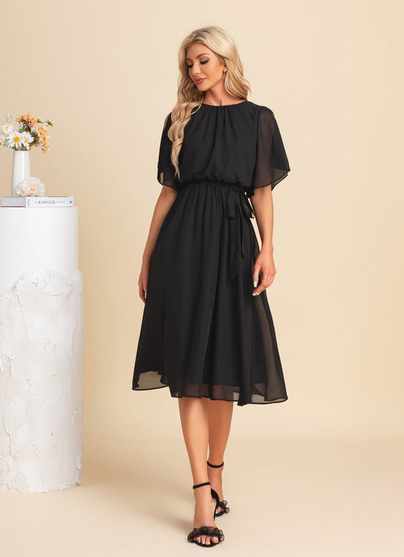 Robe Noire Chic À Manches Légères - gallery 5
