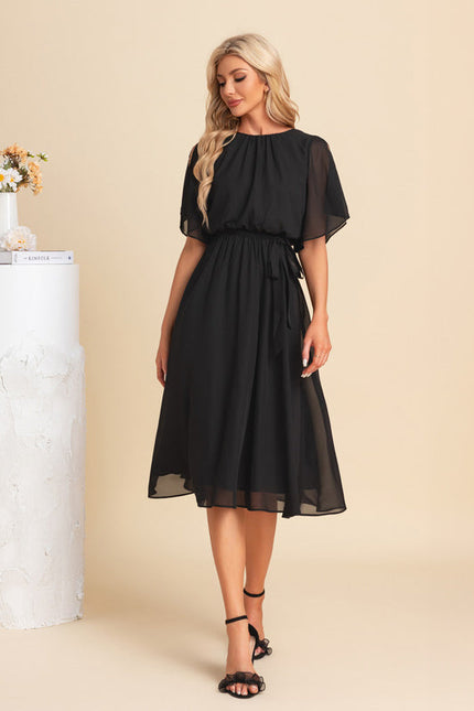 Robe Noire Chic À Manches Légères - gallery 5