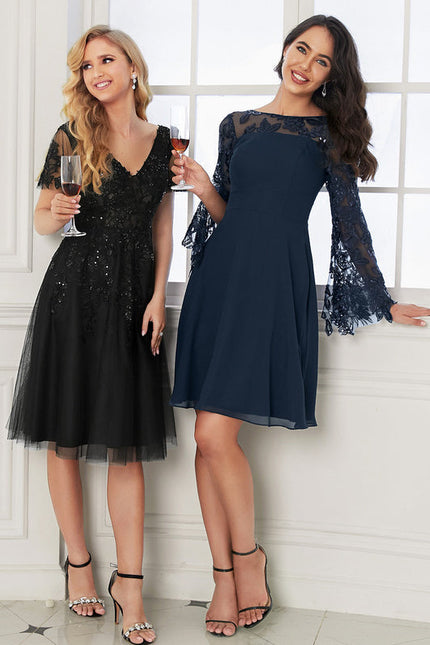 Robe Cocktail Tulle Brodée Élégante - gallery 4