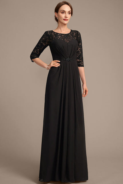 Robe Noire Luxe Dentelle Manches. - gallery 4